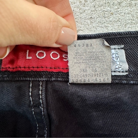 Levi’s Silvertab Loose Black Raw Hem High Rise Jeans Vintage 90s - Picture 7 of 11